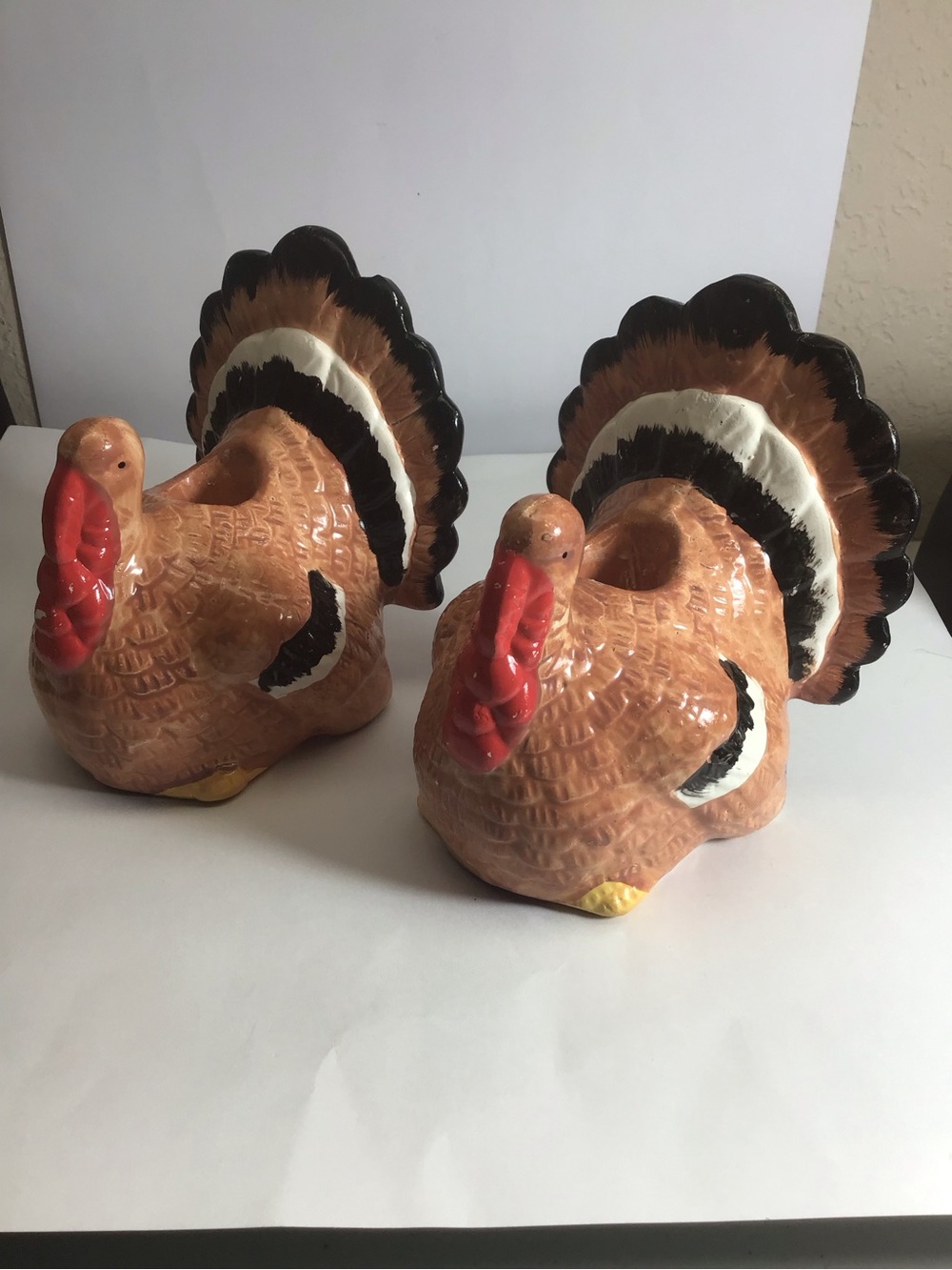 Ceramic Turkey Candleholders- set of 2
